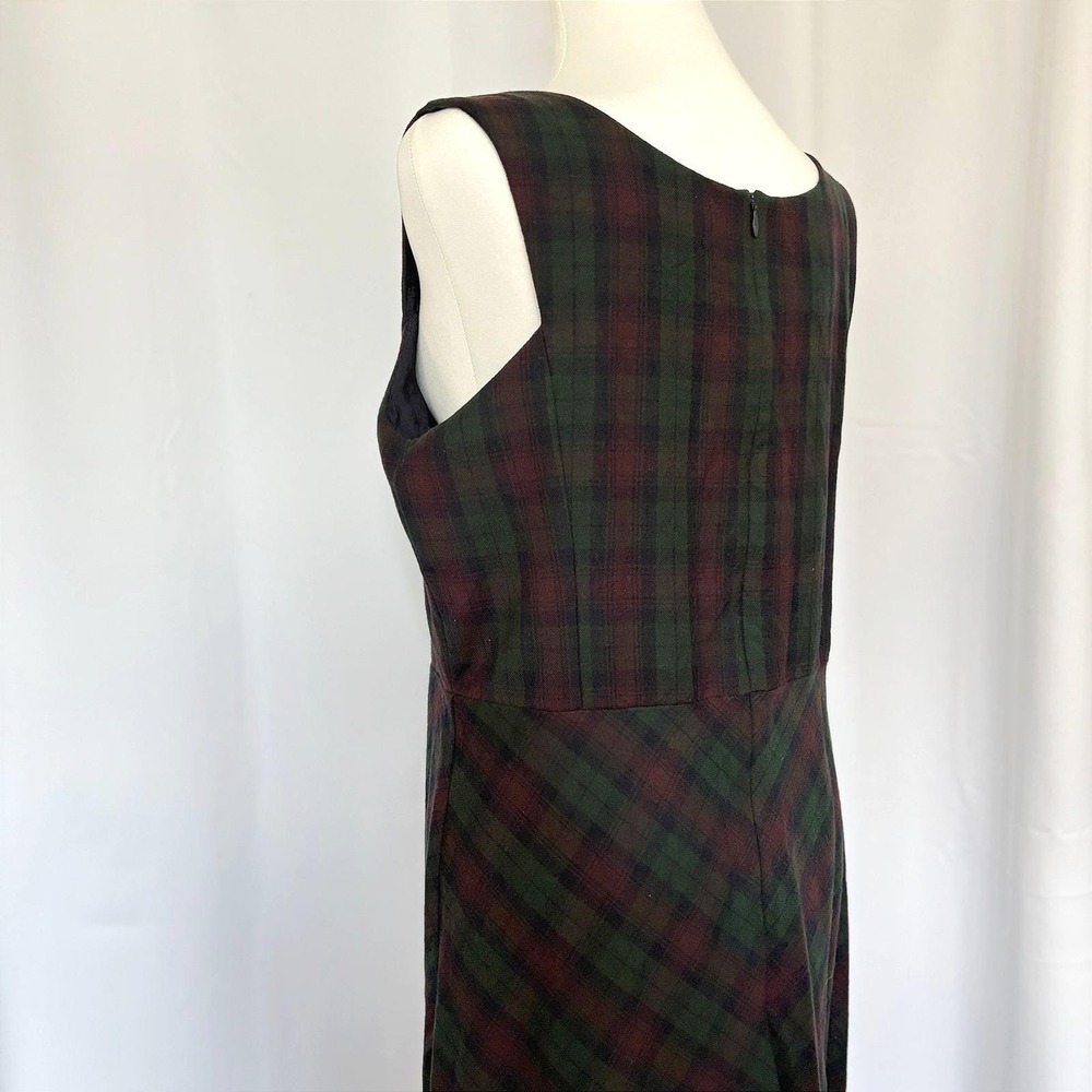 VTG Laura Ashley Christmas Holiday Dress Plaid Tartan Wool Cottage Academia Prep - Picture 4 of 8